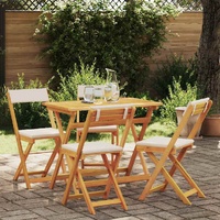 Bistro Set with Cushion 5 pcs Oil Natural Solid Acacia Wood