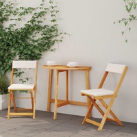 Bistro Set with Cushion 3 pcs Oil Natural Solid Acacia Wood