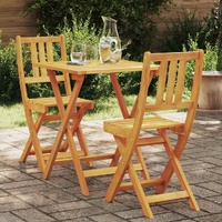Bistro Set Folding 3 pcs Oil Natural Solid Acacia Wood