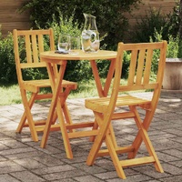 Bistro Set Folding 3 pcs Oil Natural Solid Acacia Wood