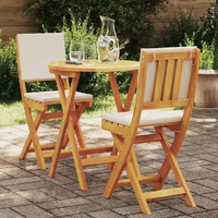 Bistro Set with Cushion 3 pcs Oil Natural Solid Acacia Wood