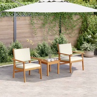 Garden Sofa Set 3 pcs Cream White Solid Acacia Wood