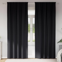 Blackout Curtains with Rings 2 pcs Black 245 x 140 cm Polyester