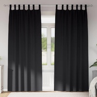 Blackout Curtains with Rings 2 pcs Black 245 x 140 cm Polyester