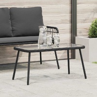 Coffee Table Black 90 x 45 x 43 cm Poly Rattan, glass