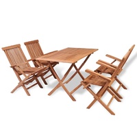 5 Piece Folding Outdoor Dining Set Solid Wood Teak