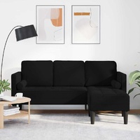 Sofa Set with Cushion Black Polyester