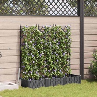 Garden Planter 3 pcs Black 120 x 40 x 125,5 cm Plastic