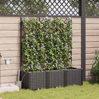 Garden Planter 3 pcs Black 120 x 40 x 142 cm Plastic