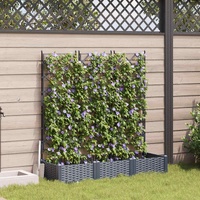 Garden Planter 3 pcs Grey 120 x 40 x 125,5 cm Plastic