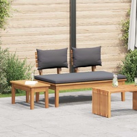 Garden Bench and Table Set 2 pcs Grey and Brown Solid Teak wood