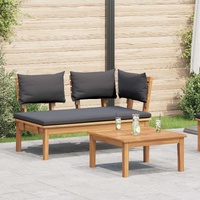 Garden Bench and Table Set 2 pcs Grey and Brown Solid Teak wood
