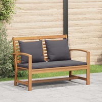 Garden Bench and Table Set with Cushion 2 Piece Solid Teak Wood