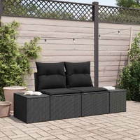 Garden Sofa with Cushion Black 184 x 62 x 69 cm Poly Rattan
