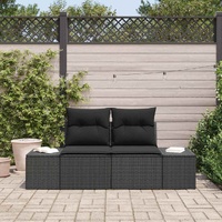 Garden Sofa with Cushion Black 184 x 62 x 69 cm Poly Rattan