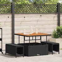 Garden Dining Set 3 pcs Black Poly rattan