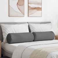 Bolster Pillows 2 pcs Dark Grey Ø 25 x 70 cm Fabric