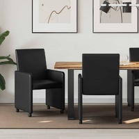 Dining Chairs with Wheels 2 pcs Black 57 x 66 x 94 cm
