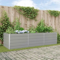 Planter Light Grey 290 x 100 x 75 cm Galvanised Steel
