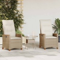 Reclining Garden Chair Beige and Cream 64 x 57.5 x 112 cm