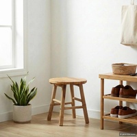 Garden Stool Light Brown Ø 38 x 42 cm Bamboo