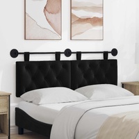 Hanging Headboard with LED Light Black Velvet