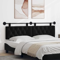 Hanging Headboard with LED Light Black Velvet
