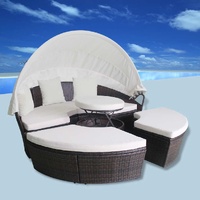 Garden Beds with Pillow Brown Poly rattan