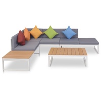 4 Piece Garden Lounge Set with Cushions Aluminium and WPC