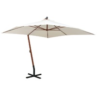 Hanging Garden Parasol 300x300 cm Wooden Pole White