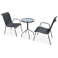 3 Piece Bistro Set Steel Black
