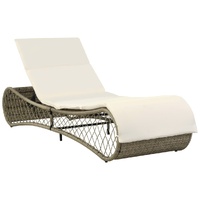 Sun Lounger with Cushion Poly Rattan Grey