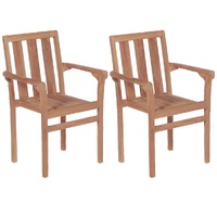 Stacking Garden Chairs 2 pcs Solid Teak Wood