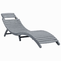 Sun Lounger Grey Wash Solid Acacia Wood