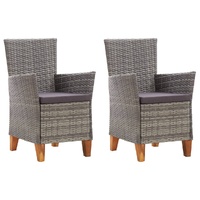 Garden Chairs 2 pcs with Cushions Poly Rattan Grey
