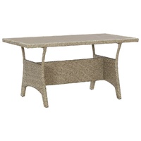 Garden Table Grey 130x70x66 cm Poly Rattan