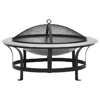 Outdoor Fire Pit with Grill Stainless Steel 76 cm
