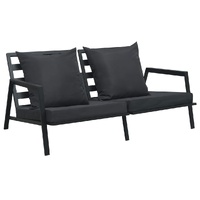 Garden 2-Seater Sofa with Cushions Dark Grey Aluminium