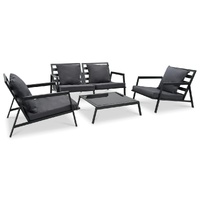 4 Piece Garden Lounge Set with Cushions Aluminium Dark Grey