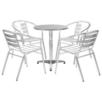 5 Piece Outdoor Dining Set Aluminium Silver