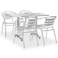 5 Piece Outdoor Dining Set Aluminium Silver