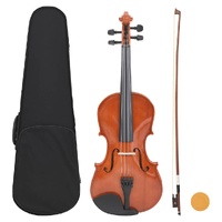 Violin Full Set with Bow and Chin Rest Dark Wood 4/4