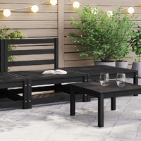 2 Piece Garden Lounge Set Black Solid Pinewood