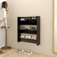 Wall Shoe Cabinet Black 80x18x90 cm Engineered Wood