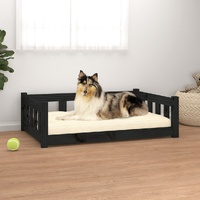 Dog Bed Black 95.5x65.5x28 cm Solid Wood Pine