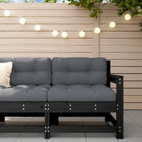 Garden Chair with Cushions Black Solid Wood Pine