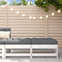 Garden Footstools with Cushions 2pcs White Solid Wood Pine