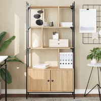 Bookcase with Doors Sonoma Oak 76.5x30x154.5 cm Engineered Wood