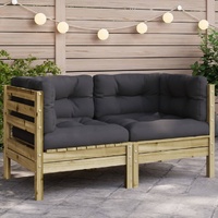 Garden Sofa Corner with Cushions Impregnated Wood Pine