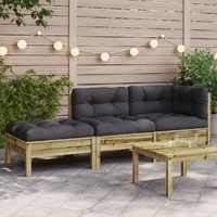 Garden Sofa with Cushions and Footstool 2-Seater